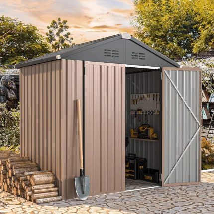 6x4 FT Metal Storage Shed - Lockable Doors, 24 Sq. Ft., Weatherproof
